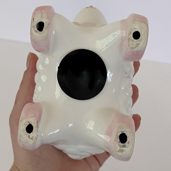 Lamb With Pink Ribbons and Flowers Piggy Bank - Picture 5 of 5